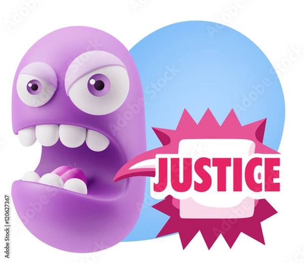 Fototapeta 3d Rendering Angry Character Emoji saying Justice with Colorful