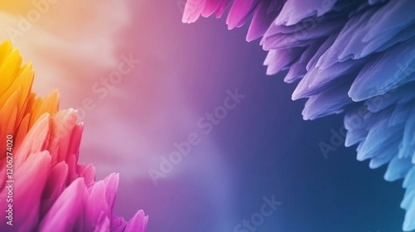 Fototapeta Vibrant colorful crystals softly illuminated create dreamy abstract background. AI Generated