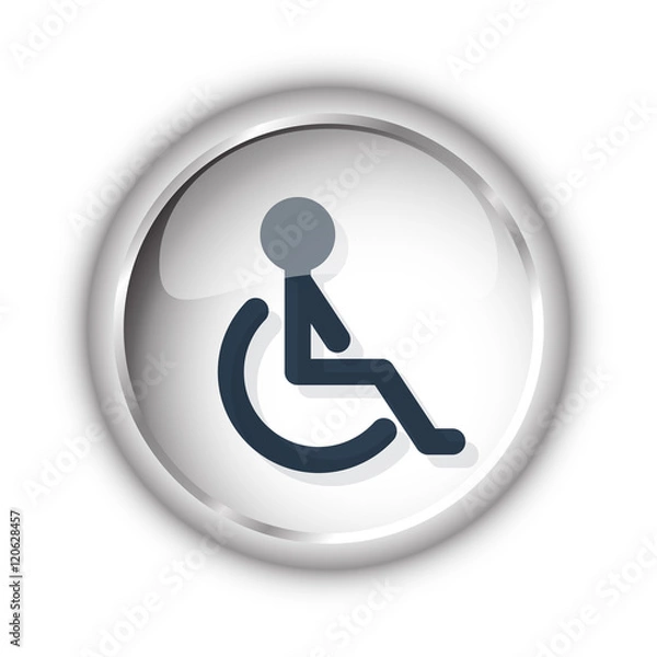 Fototapeta Web button with black Wheel Chair icon on white background