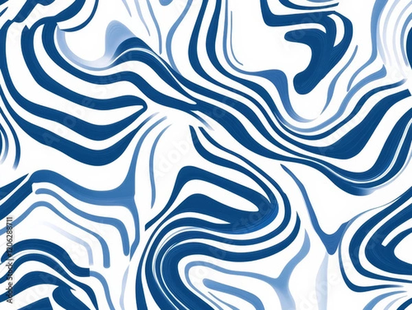 Fototapeta Blue and white pattern, generative AI
