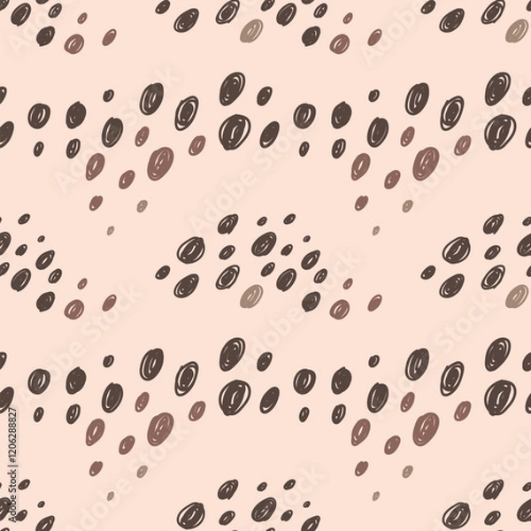 Obraz Seamless abstract pattern featuring hand-drawn circles in various earthy tones against a soft beige background, perfect for textile design, stationery, or decorative graphic needs