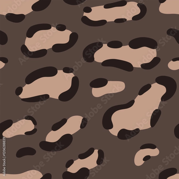 Obraz Seamless leopard print pattern with warm brown shades and black accents, perfect for backgrounds, textiles, and fashion applications. This bold and dynamic design exudes a stylish and elegant appeal