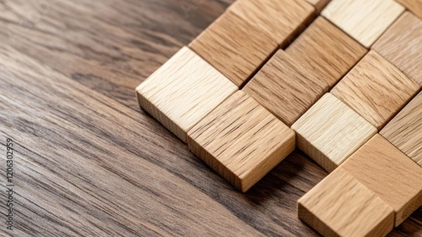 Obraz Wooden blocks arranged in pattern on wooden surface
