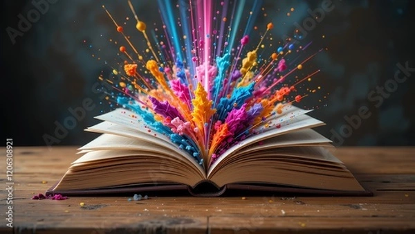 Fototapeta Boundless Creativity: Exploding Colors Emerging from an Open Book