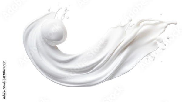 Obraz Creamy Milk Splash Dynamic Flow Dairy Product White Liquid Advertising