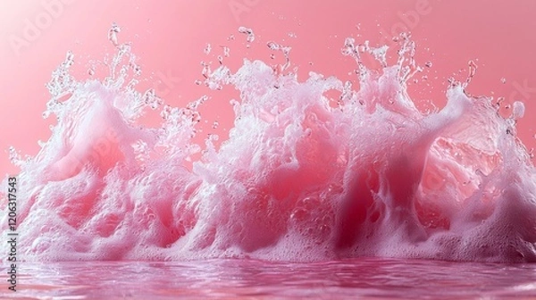 Fototapeta Dramatic pink ocean waves in a surreal composition