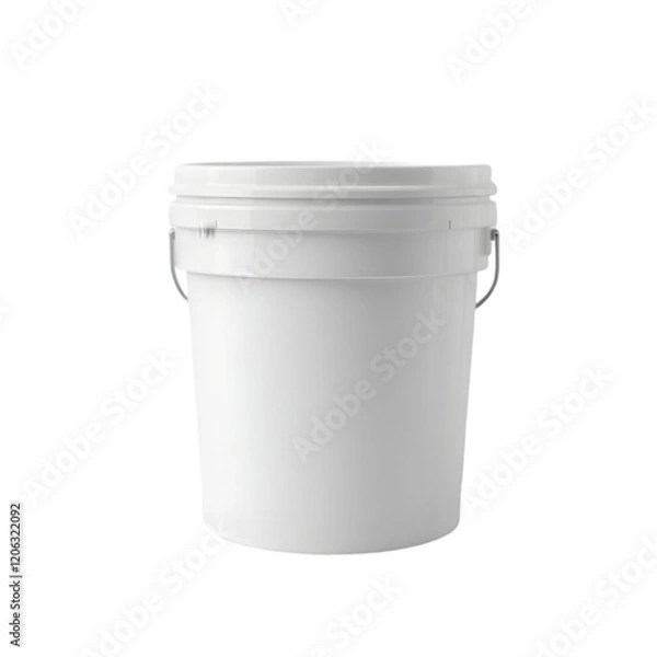 Obraz Plastic Paint Bucket white color 3D rendering isolated