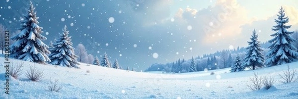 Fototapeta Frosty winter landscape with vertical abstract brushstrokes, winter, snowflake