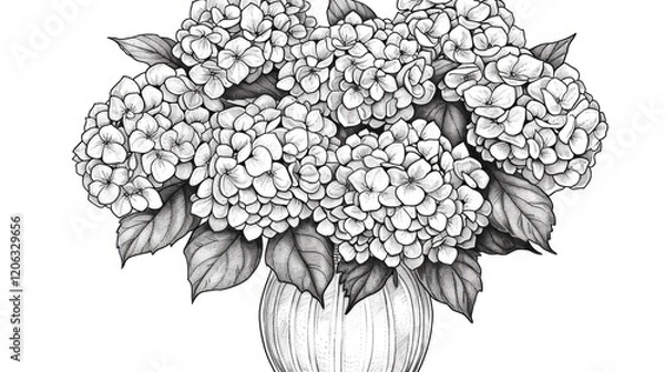 Fototapeta A vase of hydrangeas