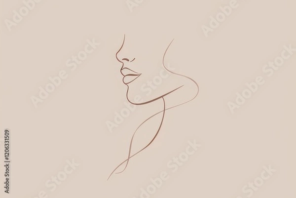 Fototapeta one line drawing of a woman, silhouette of a woman one line draw
