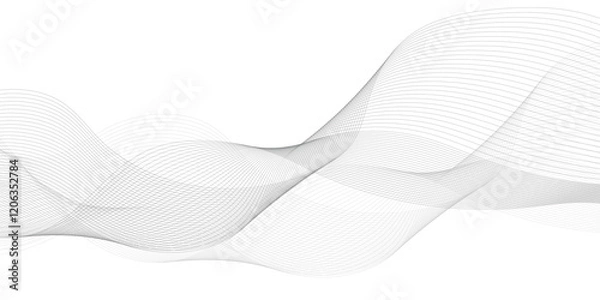 Obraz Abstract grey, white smooth element swoosh speed wave modern stream transparent background. Abstract wave line for banner, template, wallpaper background with wave design. Vector illustration	
