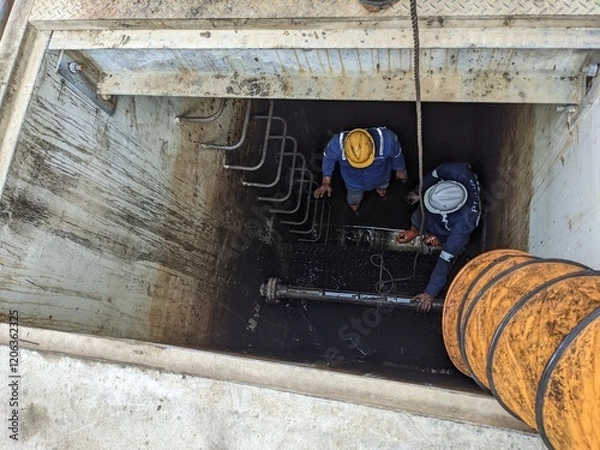 Obraz Workers Inside a Tank