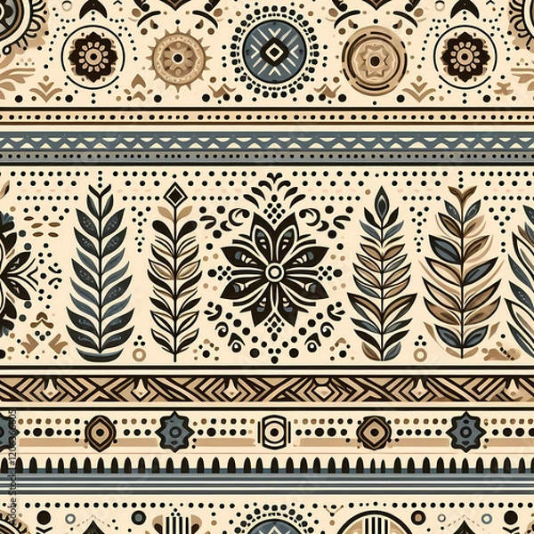Fototapeta A floral and geometric pattern background