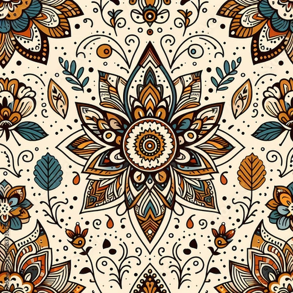 Fototapeta A floral and geometric pattern background