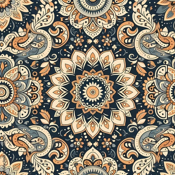 Fototapeta A floral and geometric pattern background