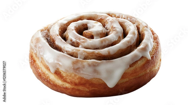 Obraz baked cinnamon roll isolated on transparent background
