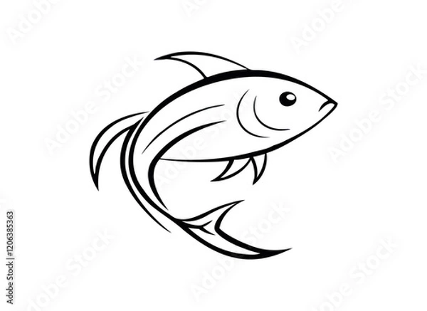 Fototapeta Minimalist Fish Logo Design - Stylish Fish Line Art Illustration