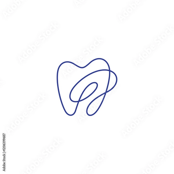 Fototapeta abstract dental logo with linear design style