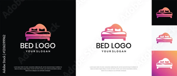 Fototapeta Bed logo design. Bed logo design vector icon.
