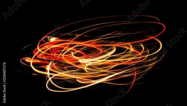 Fototapeta Abstract Light Trails: A Symphony of Fire and Gold