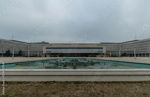 Obraz Front view of the Palace of Serbia building in New Belgrade, Serbia, in winter