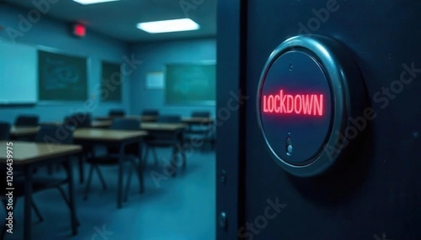 Obraz School lockdown drill classroom photograph indoor close-up safety preparedness