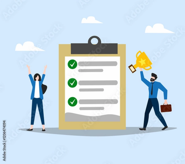 Fototapeta Business people  illustration to do list and achievement success task and clipboard