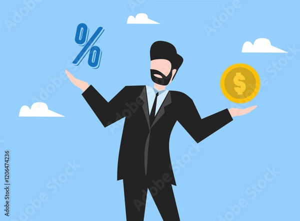 Fototapeta person with money in their hands with percentage