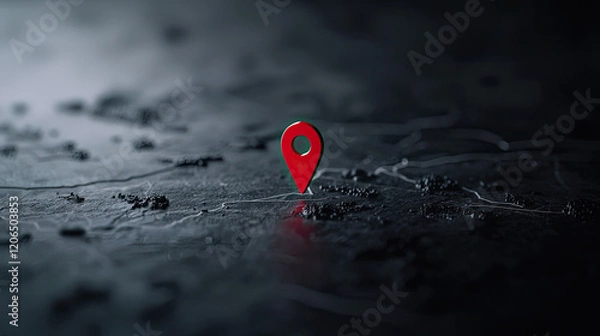 Obraz Location marker on dark map background, symbolizing navigation