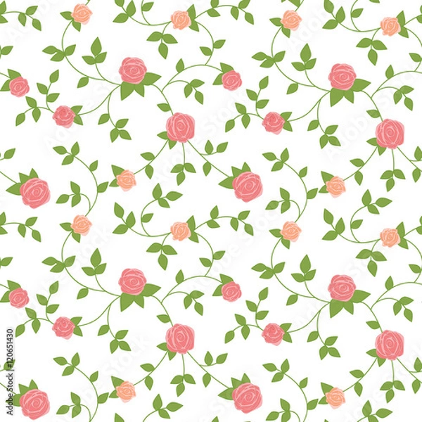 Fototapeta Seamless background with climbing roses.