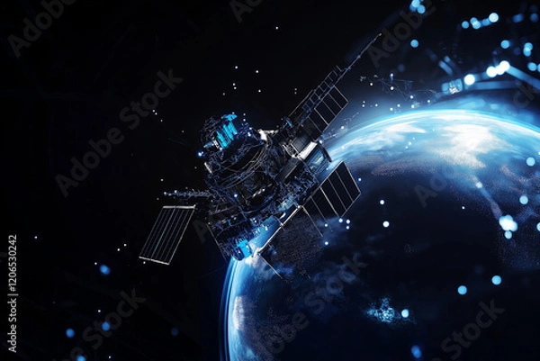 Fototapeta Space Station Orbiting Earth with Autonomous Features, Revolutionizing the Future of Space Exploration