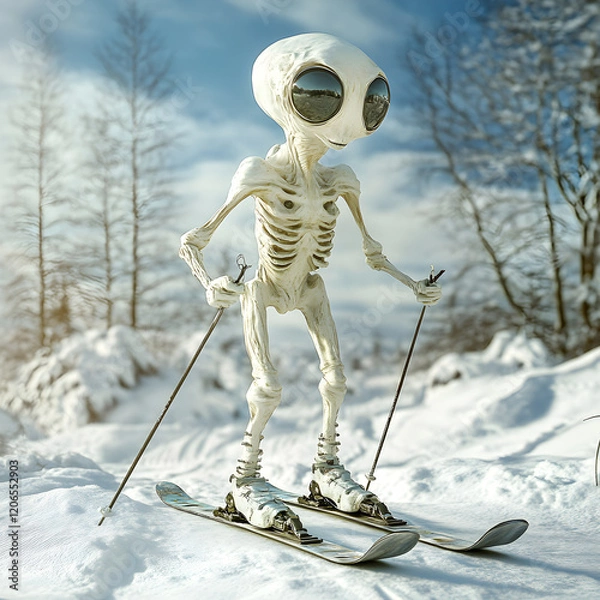 Obraz alien skiing in winter