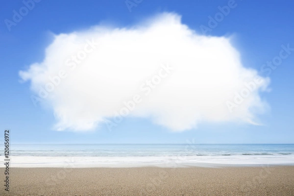 Fototapeta White cloud with nature blue sky and sea beach