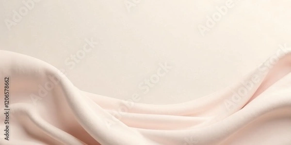 Fototapeta Soft Peach Fabric Draped Elegantly on a Neutral Background, Ideal for Elegant Designs and Presentations