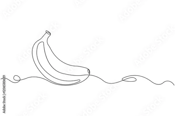 Obraz Continuous line art drawing of Banana. Minimalist banana fruit outline vector.