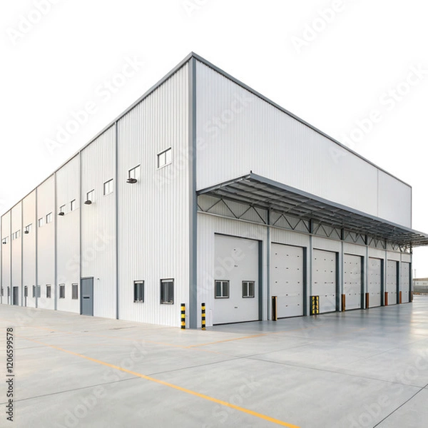 Fototapeta Large Prefabricated Metal Building with Loading Docks and Roll-Up Doors