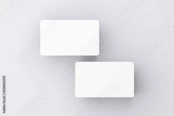 Fototapeta Rounded Corner Businesscard mockup（角丸名刺2枚モックアップ ｜ グレー背景）