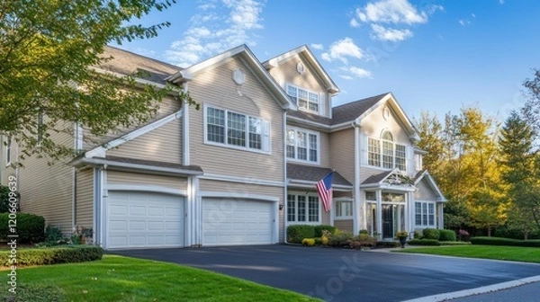 Obraz Beige House with Double Garage
