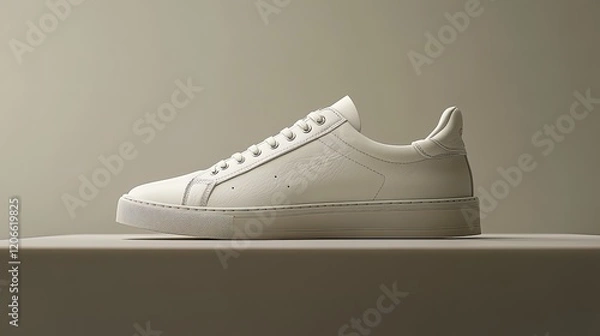 Obraz A minimalistic sneaker design with neutral tones, displayed against a simple, clean background for a high-fashion look