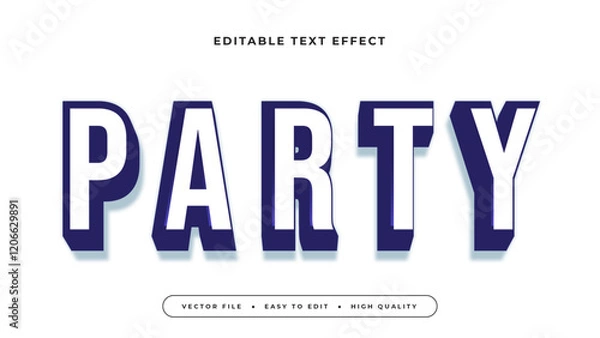 Fototapeta party editable text effect with blue white bold gradient style