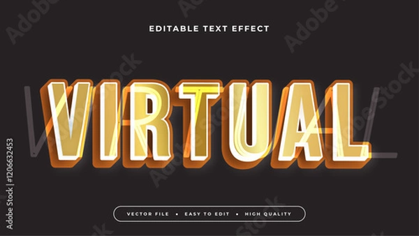 Fototapeta virtual gradient text effect editable modern typography vector