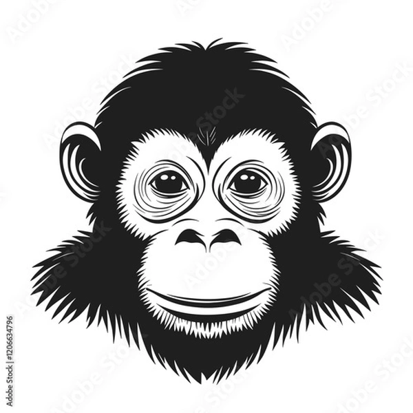 Obraz Orangutans monkey face linear illustration animal vector vector