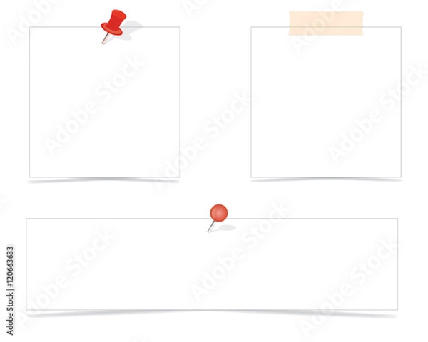 Fototapeta Paper notes and stickers. Illustration on white background