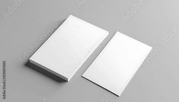 Obraz Two vertical postcard mockup blank paper template. White empty card for design in 3D rendering