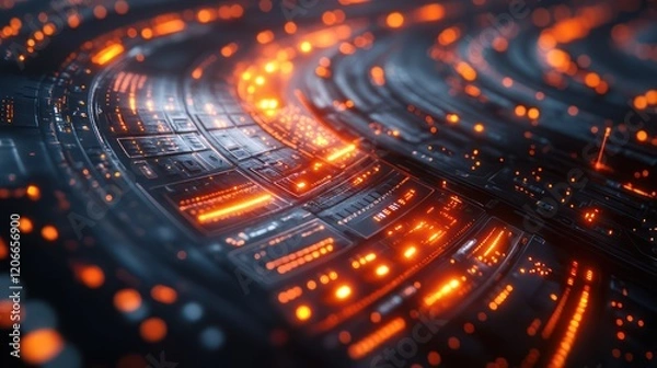 Obraz Abstract Futuristic Technology: Glowing Circuitry