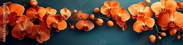 Fototapeta Vibrant Orange Orchids: A Stunning Floral Display