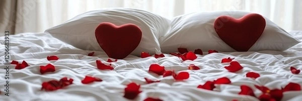 Obraz Romantic Valentine's Day Background with Hearts and Petals