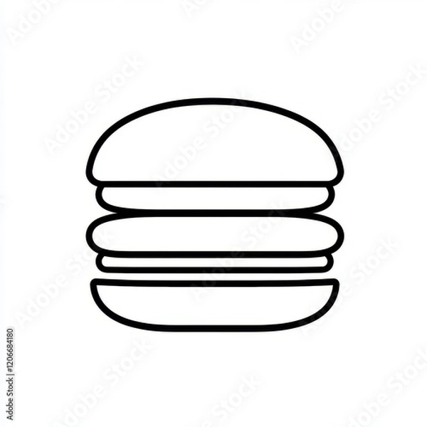 Fototapeta simple black and white hamburger icon with bold outline, perfect for food related designs
