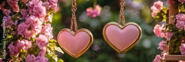 Obraz Valentine's Day Heart Background with Pink Flowers