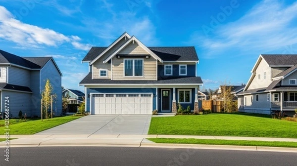 Obraz Modern Two-Story Home in a Suburban Neighborhood